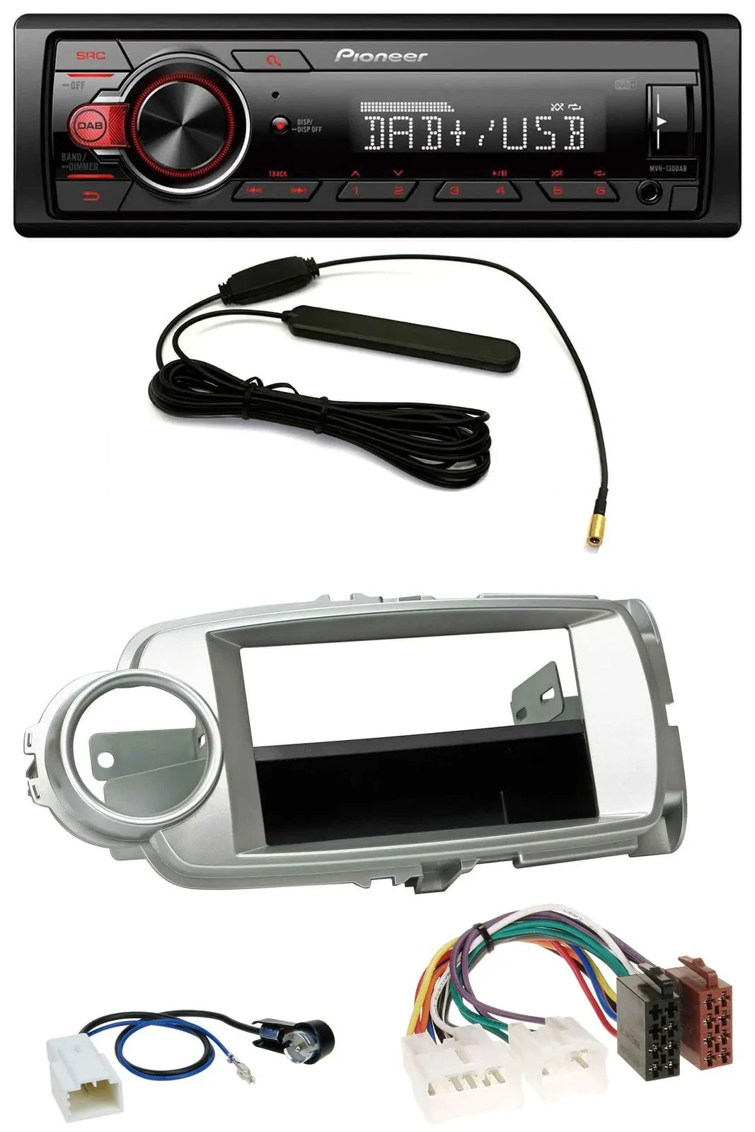 Pioneer MP3 DAB 1DIN AUX USB Autoradio für Toyota Yaris (11-14) - silber