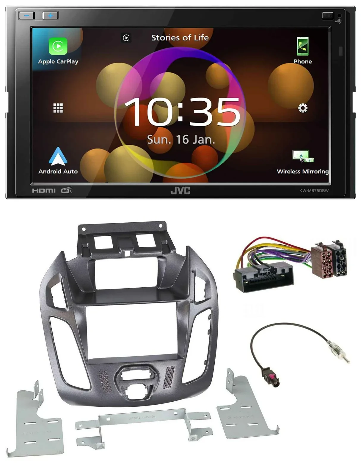 JVC DAB MP3 2DIN Bluetooth USB Autoradio für Ford Transit mit Display 2012-2018