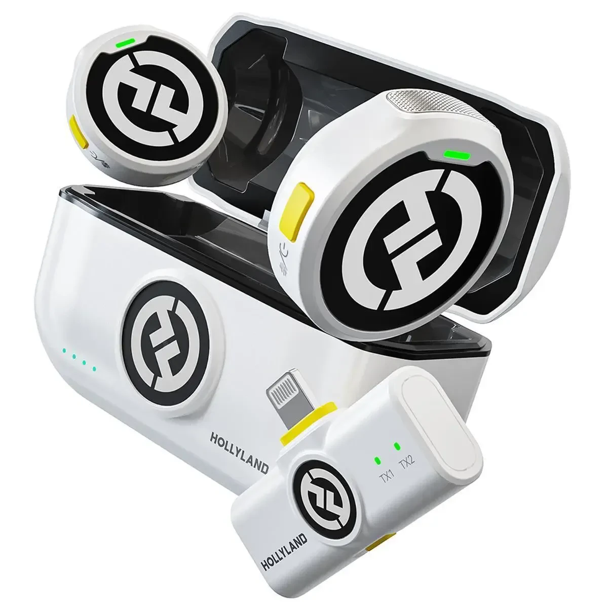 Микрофонная радиосистема для iPhone Hollyland LARK M2 на 2 человека, петличная, 2.4 ГГц, Lightning, белый