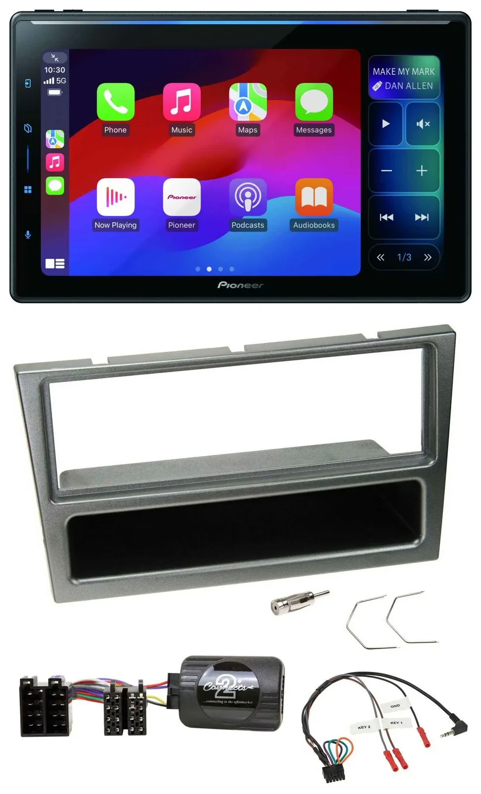 Pioneer Bluetooth DAB Lenkrad USB Autoradio für Opel Corsa C 00-04 aluminium