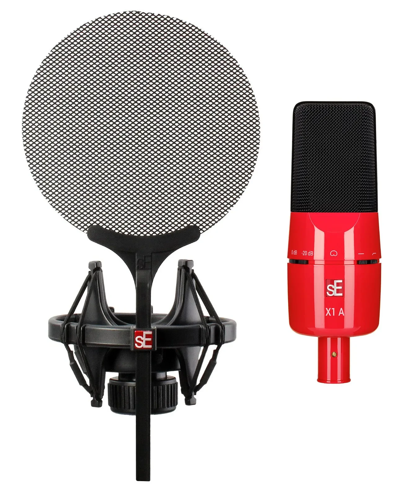 Se Electronics X1 A 25th Anniversary Red Studio Microphone+Pop Filter+ShockMount