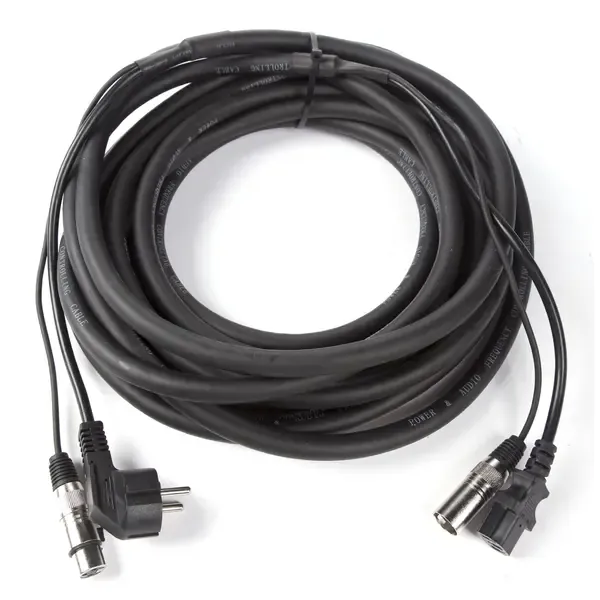 Hybridkabel 10m XLR Audio / Euro-Netzkabel