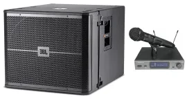 JBL VRX918SP Powered Active 18" 1500 Watt Subwoofer Sub w/DSP+Audio Technica Mic