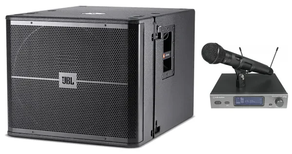 JBL VRX918SP Powered Active 18" 1500 Watt Subwoofer Sub w/DSP+Audio Technica Mic