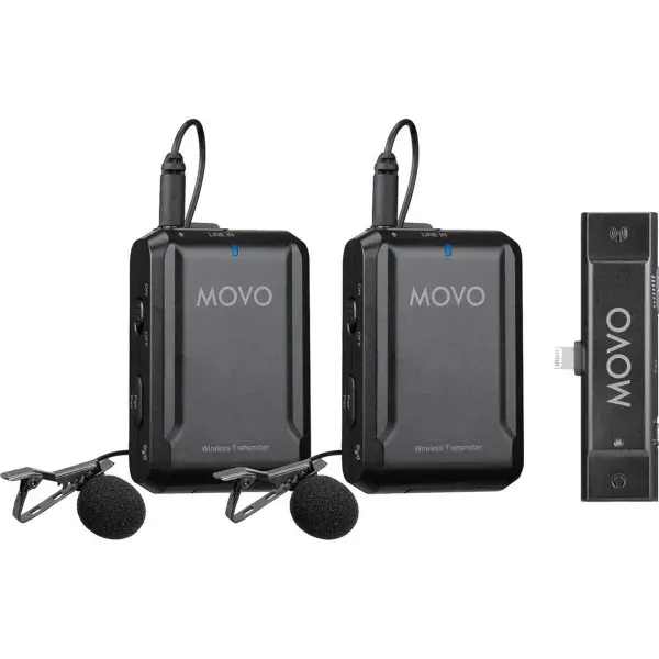 Movo Photo EDGE-DI-DUO Dual Wireless Mic System, 2x Lav Mics for Apple iPhones