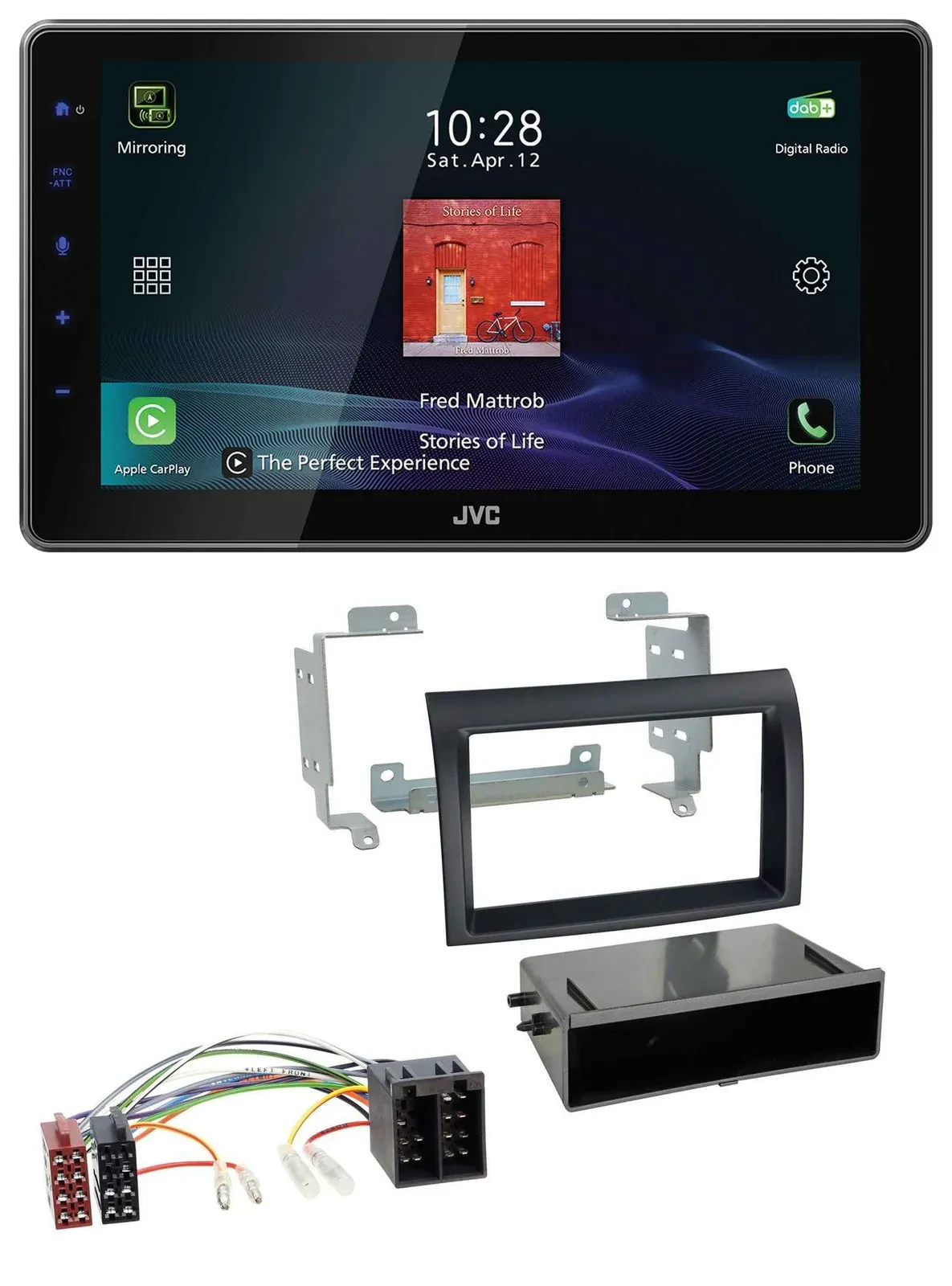 JVC DAB MP3 Bluetooth USB Autoradio für Fiat Ducato (2006-2010) schwarz