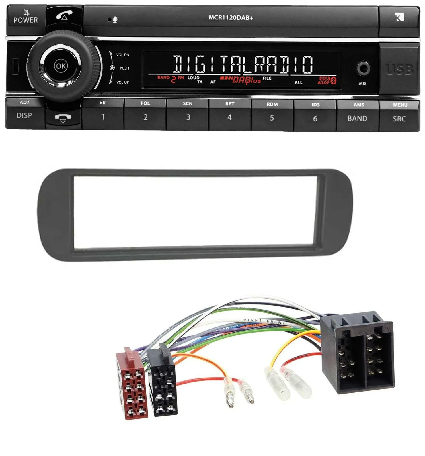 Kienzle Bluetooth MP3 USB DAB Autoradio für Lancia Y (1996-2004) - schwarz