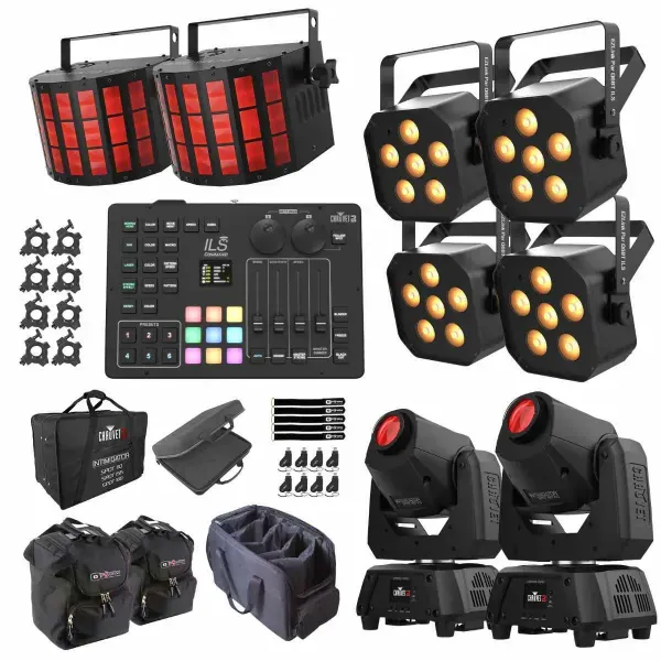 Chauvet DJ EZLink Par Q6BT ILS LED Pars 4 Pack w Mini Effect Lights & Command