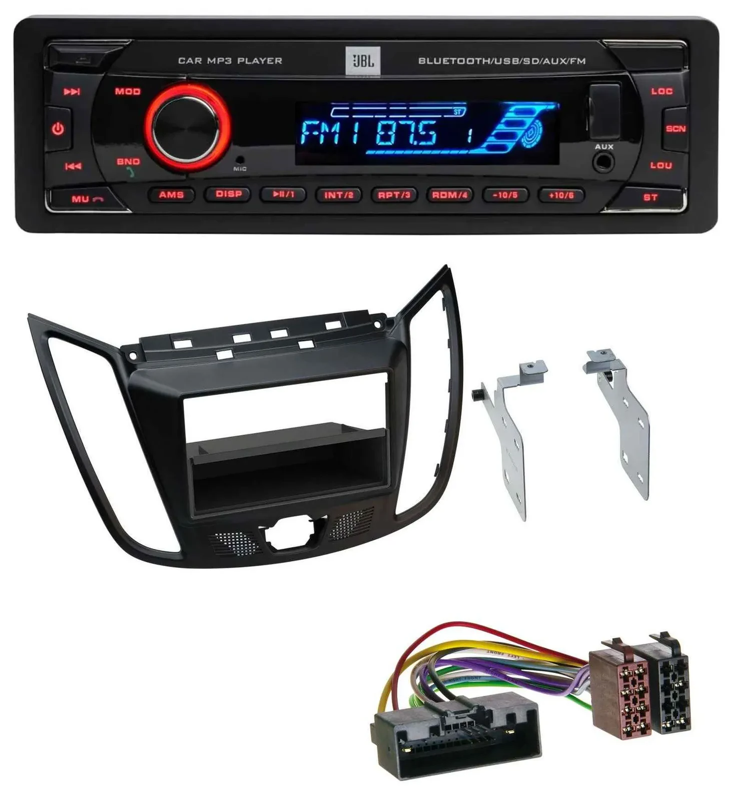 Автомагнитола для Ford C-Max/Kuga JBL AUX, USB, Bluetooth, SD, MP3, матовый чёрный