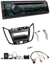 Автомагнитола Kenwood Bluetooth, USB, CD, DAB для Ford C-Max/Kuga, черный глянец