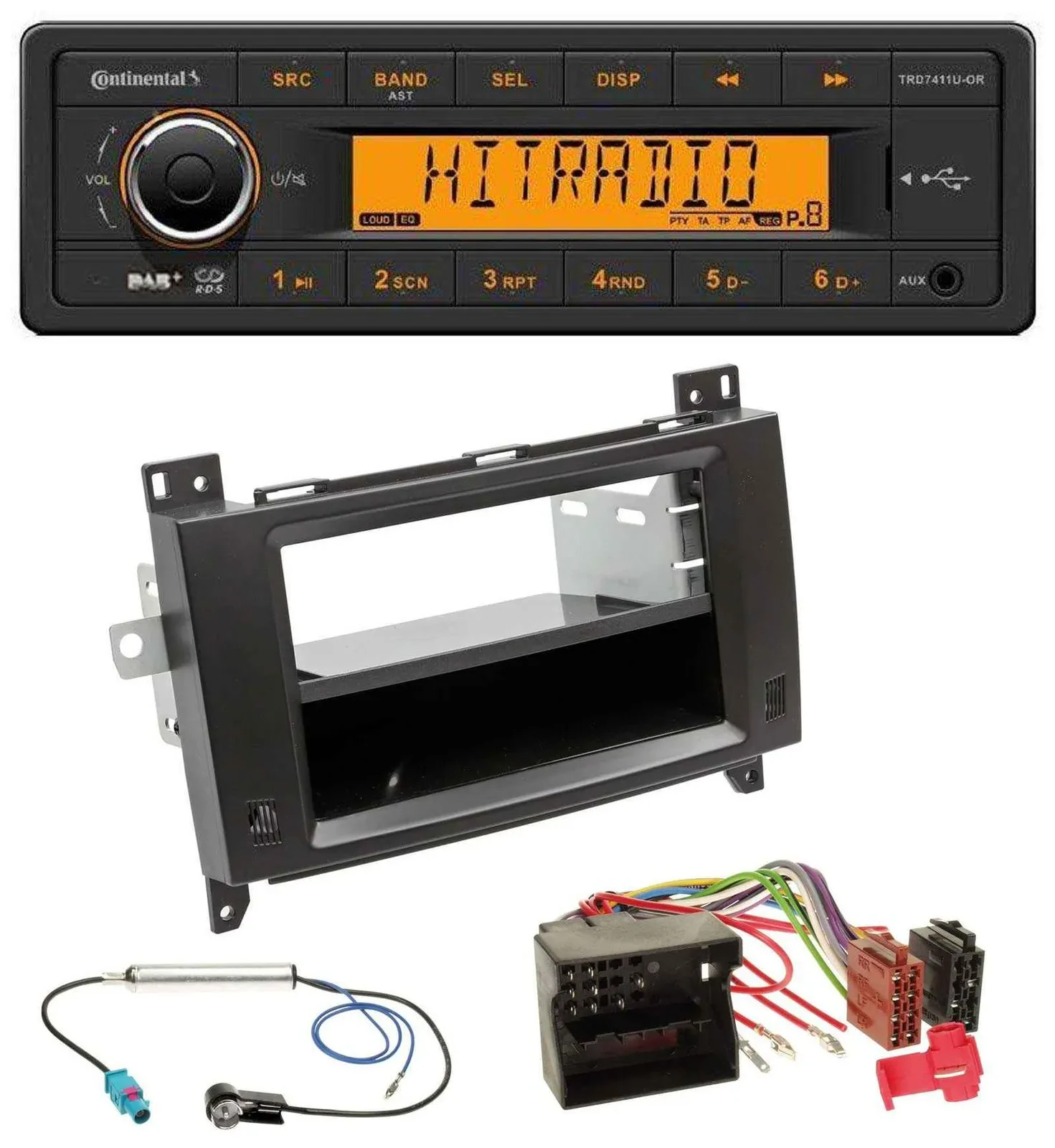 Continental 1DIN DAB MP3 AUX USB Autoradio für Mercedes Viano Vito 06-14 schwarz
