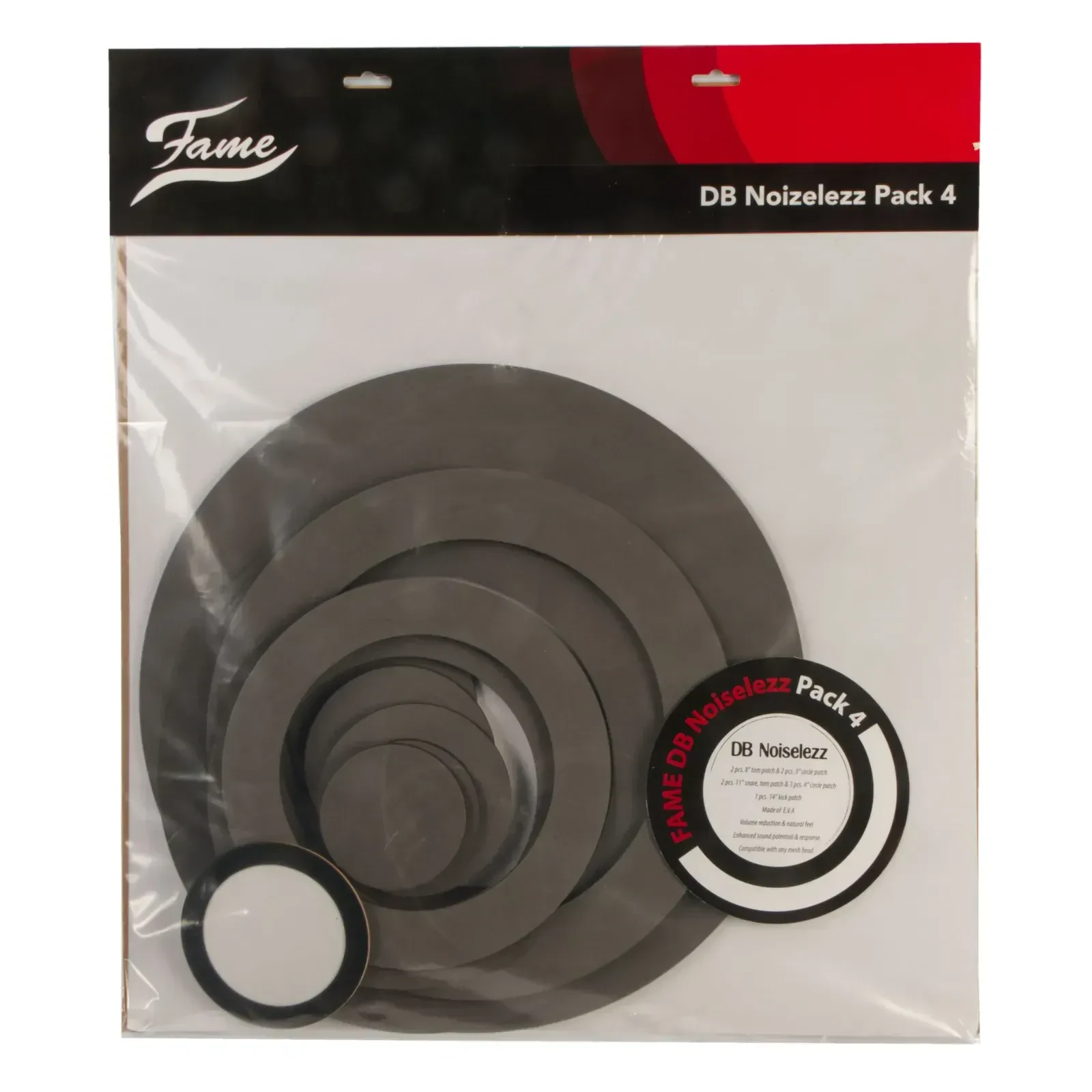 Демпферы для барабанов Fame Audio DB Noiselezz Pack 4 самоклеящиеся, серый