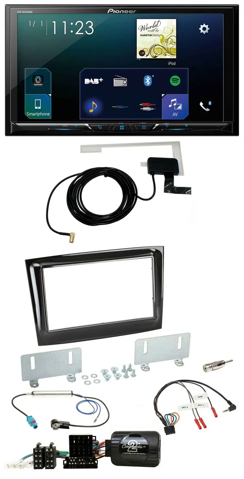 Pioneer 2DIN DAB USB Lenkrad Bluetooth Autoradio für Fiat Doblo VDO ab 2015 pian