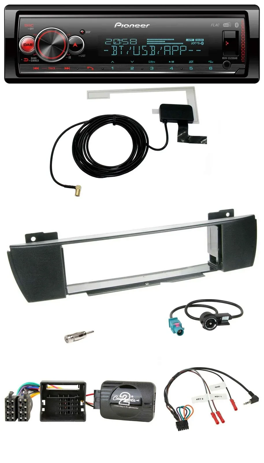Pioneer Bluetooth DAB USB Lenkrad Autoradio für BMW X3 E83 2004-2010 mittig