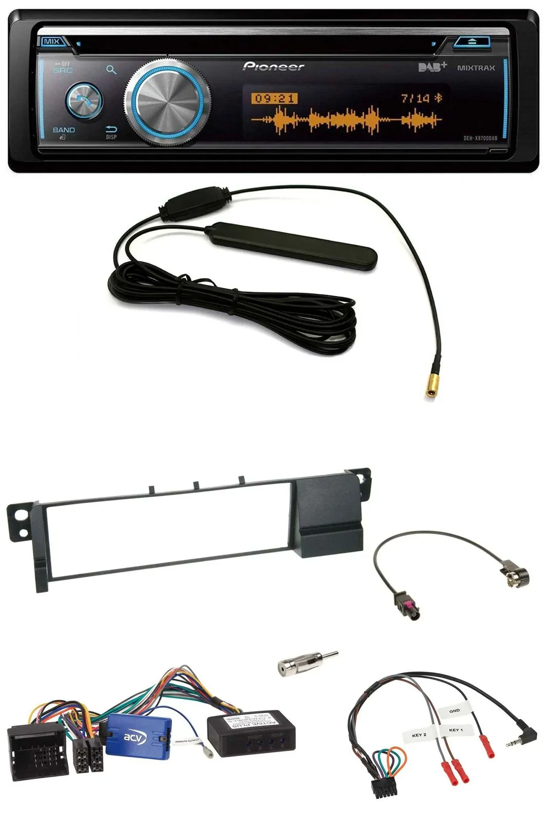 Pioneer CD USB Bluetooth DAB Lenkrad Autoradio für BMW 3er E46 01-07 schwarz