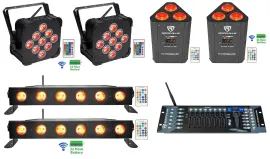 2 Rockville BEST PAR+BEST STRIP+ROCKWEDGE Wireless DMX Battery Lights+Controller