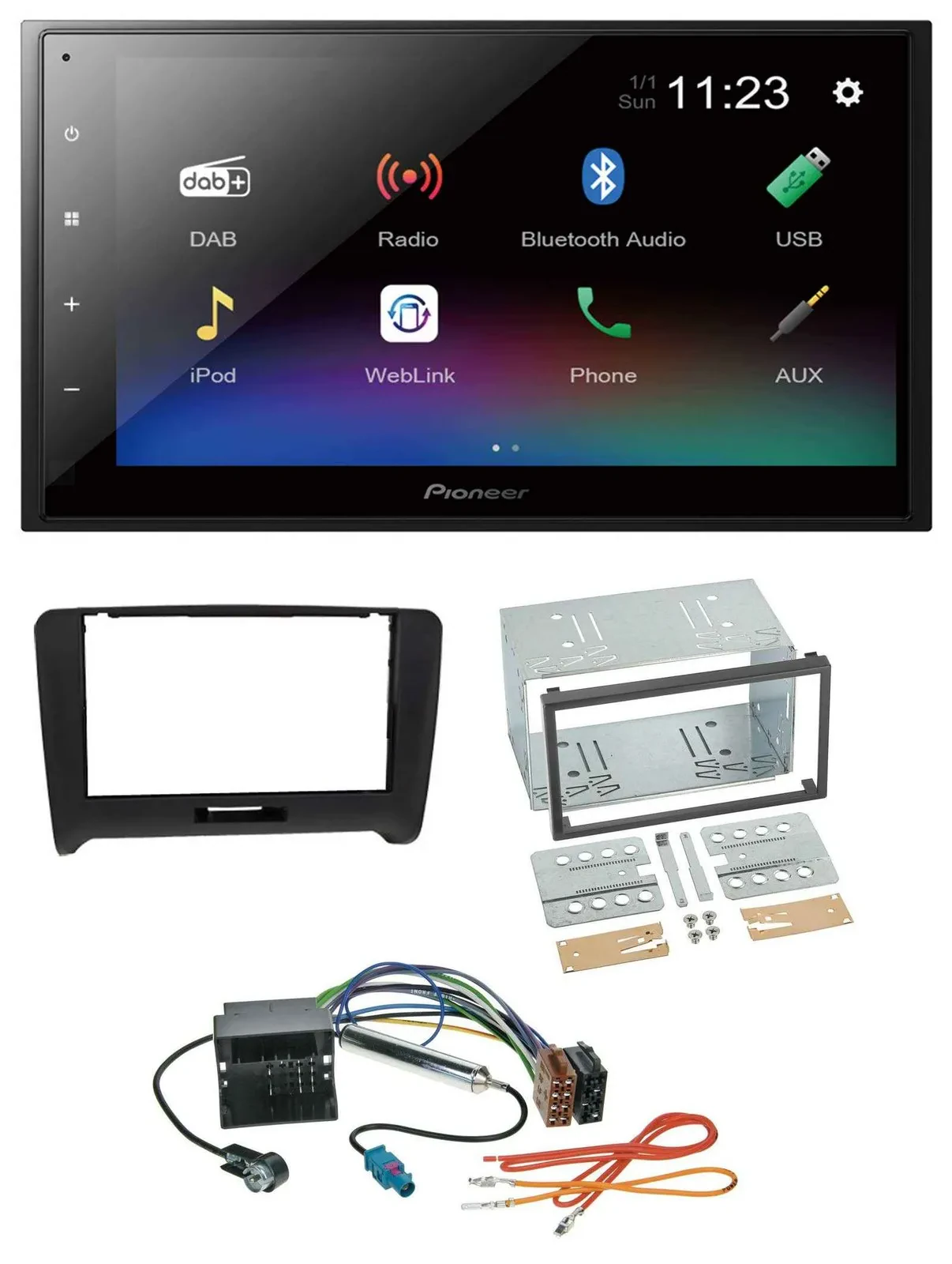 Автомагнитола для Audi TT (2006–2014) Pioneer 2DIN, USB, Bluetooth, DAB, MP3, Quadlock