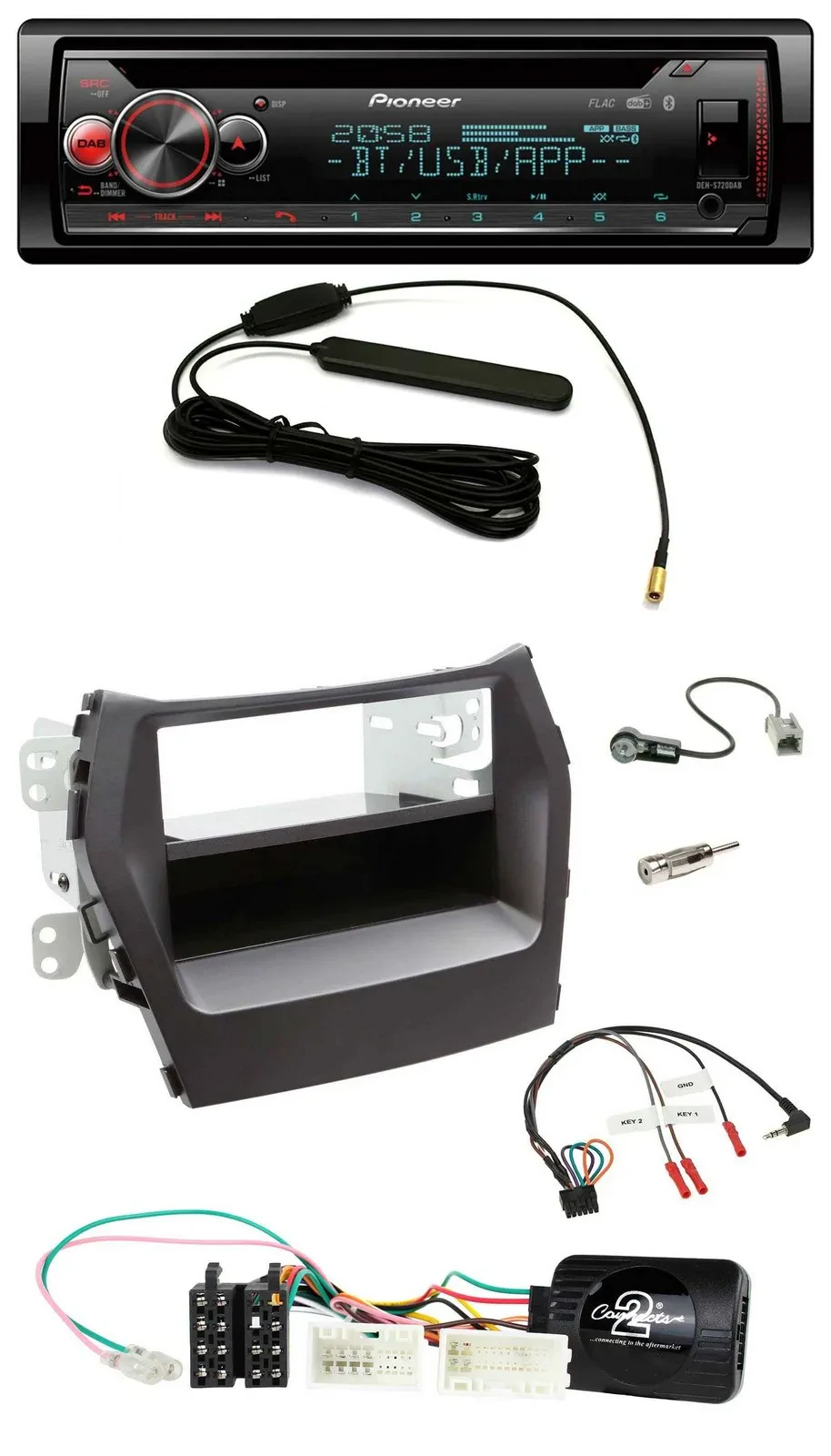 Автомагнитола Pioneer CD, USB, DAB, Bluetooth для Hyundai Santa Fe (с 2012), черная