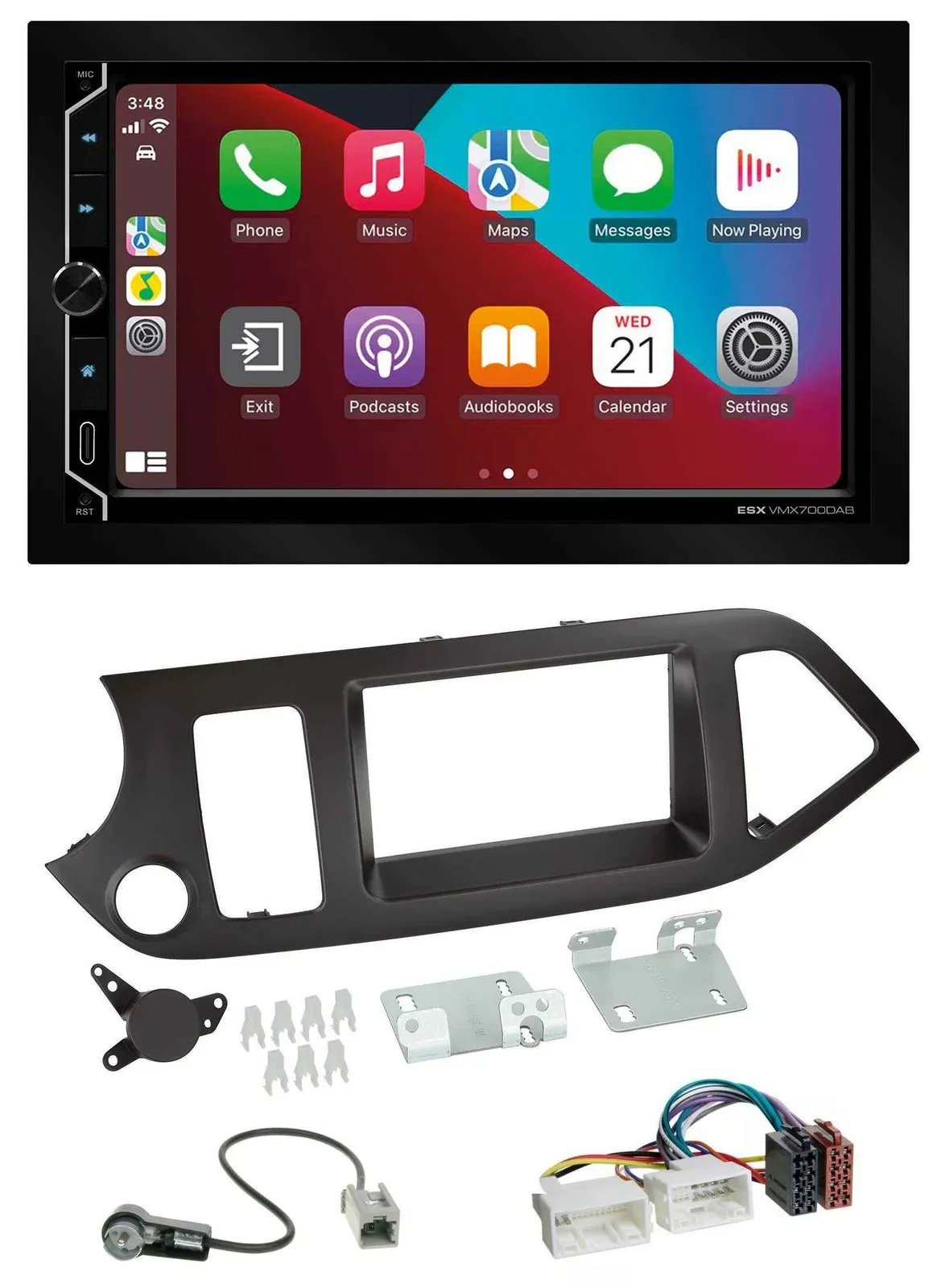 ESX 2DIN DAB USB MP3 Bluetooth Autoradio für Kia Picanto ab 11 ohne Start-Stop