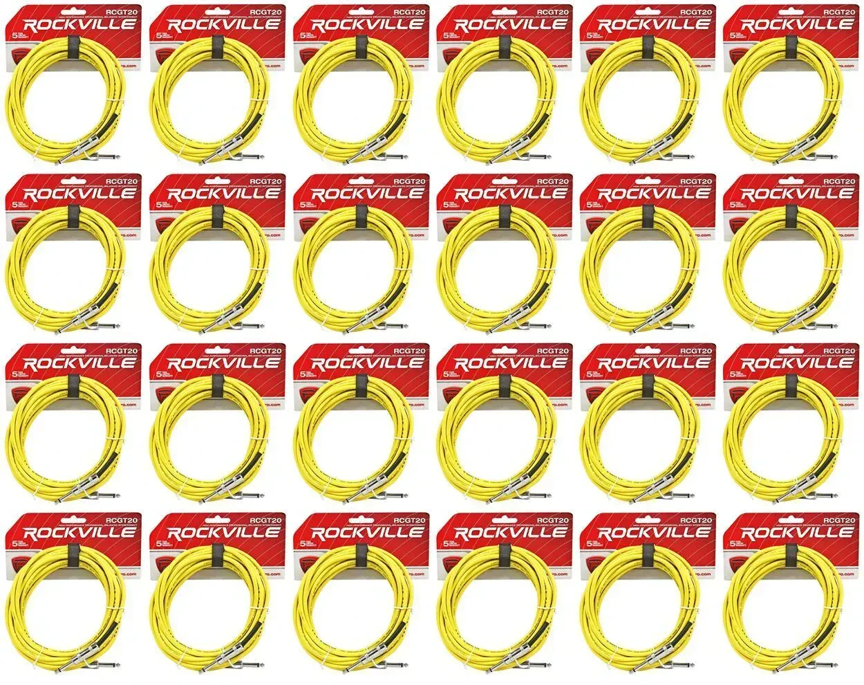 Инструментальный кабель Rockville RCGT20Y Yellow 6.1 м (24 штуки)
