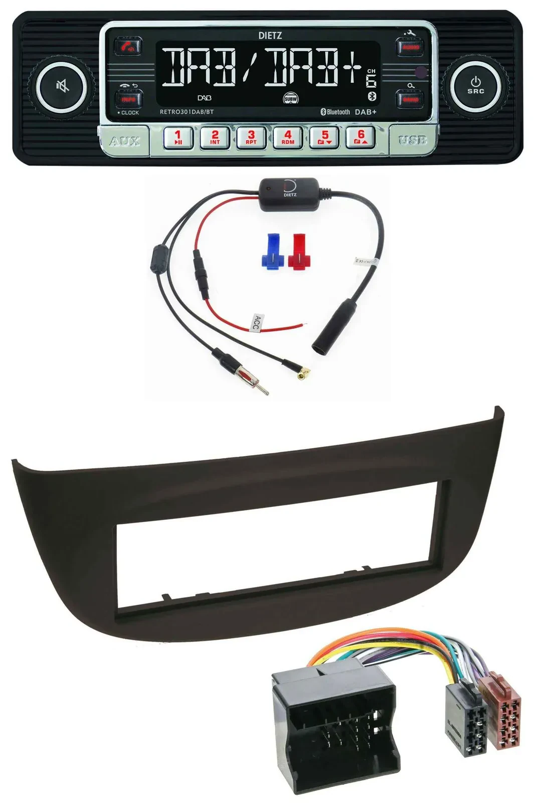 Dietz MP3 DAB Bluetooth USB Autoradio für Renault Twingo (07-14) schwarz