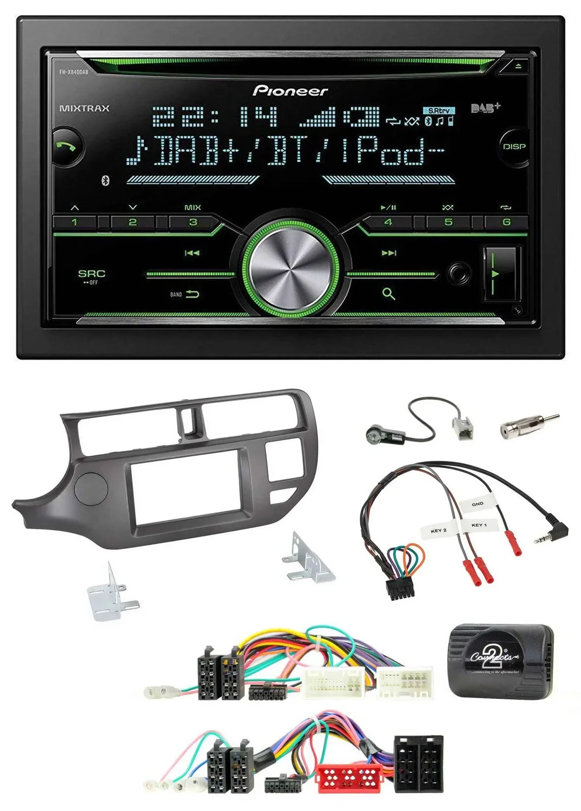 Автомагнитола для Kia Rio (2011–2015) Pioneer 2DIN, CD, USB, Bluetooth, DAB, антрацит