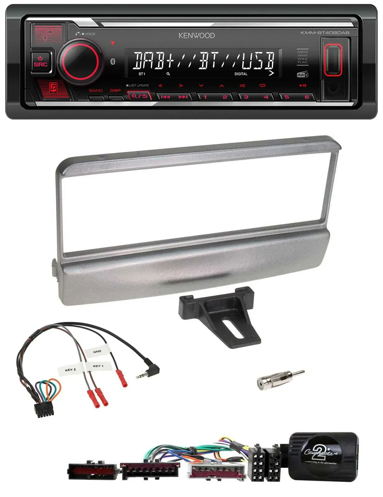 Kenwood Lenkrad Bluetooth USB DAB Autoradio für Ford Escort Focus silber