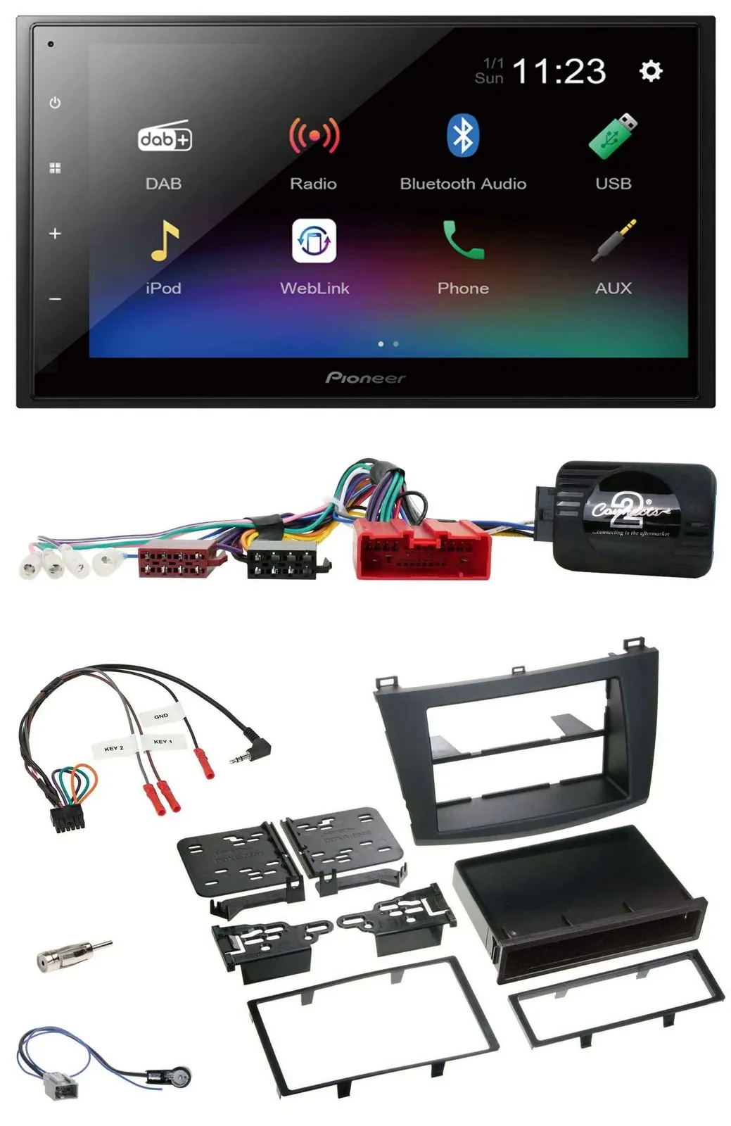 Pioneer USB Bluetooth DAB 2DIN Lenkrad Autoradio für Mazda 3 09-13 Can-Bus