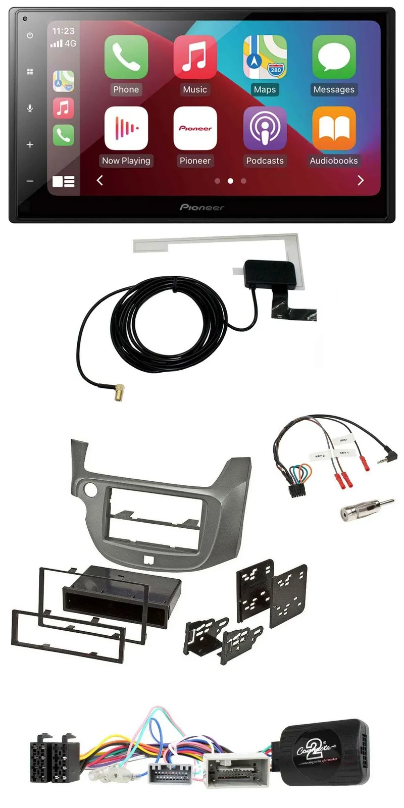 Автомагнитола Pioneer 2DIN USB Bluetooth DAB для Honda Jazz (с 2014) серебристая