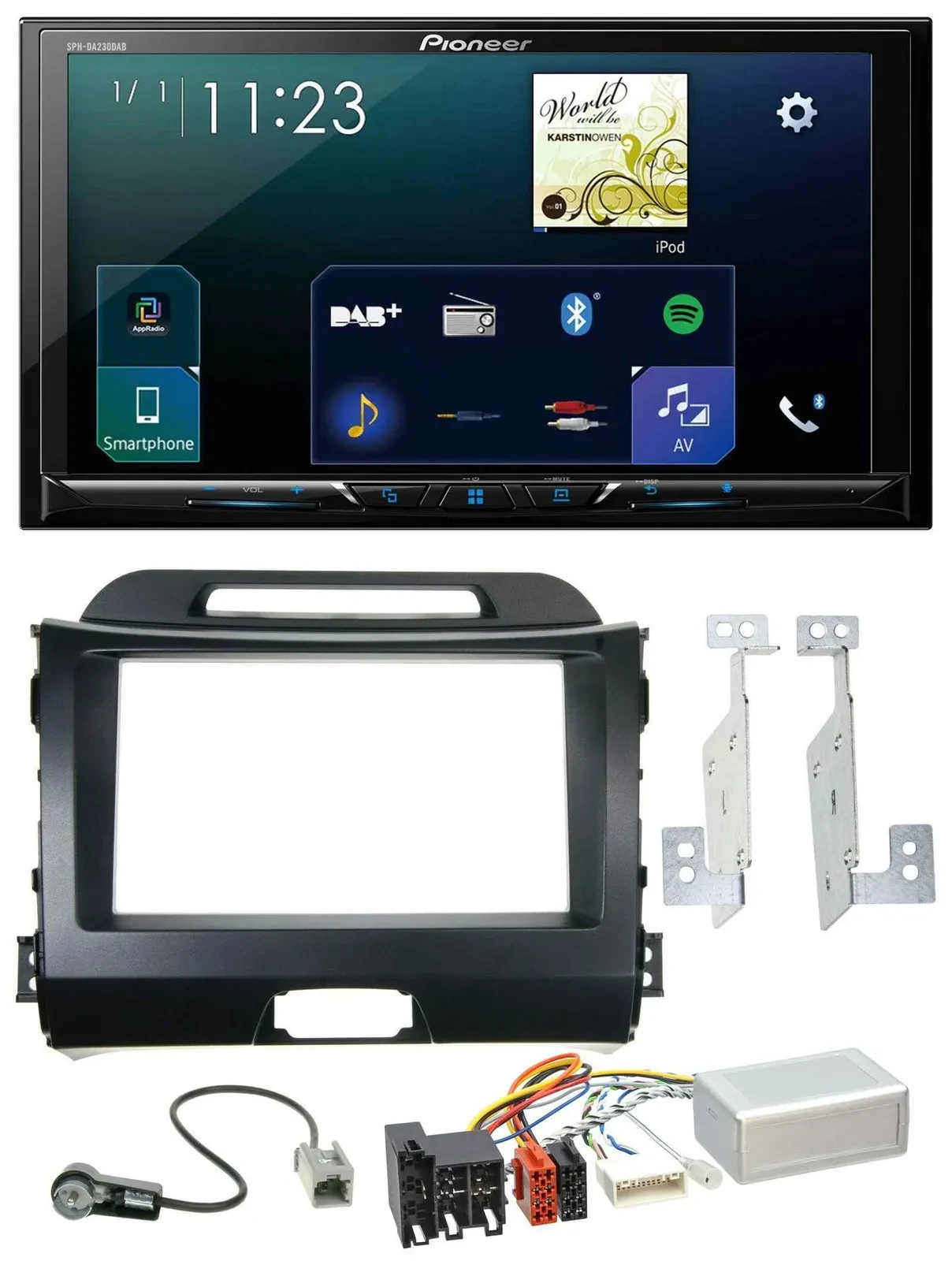 Pioneer Lenkrad Bluetooth USB 2DIN DAB Autoradio für Kia Sportage 3 10-15 Navi s