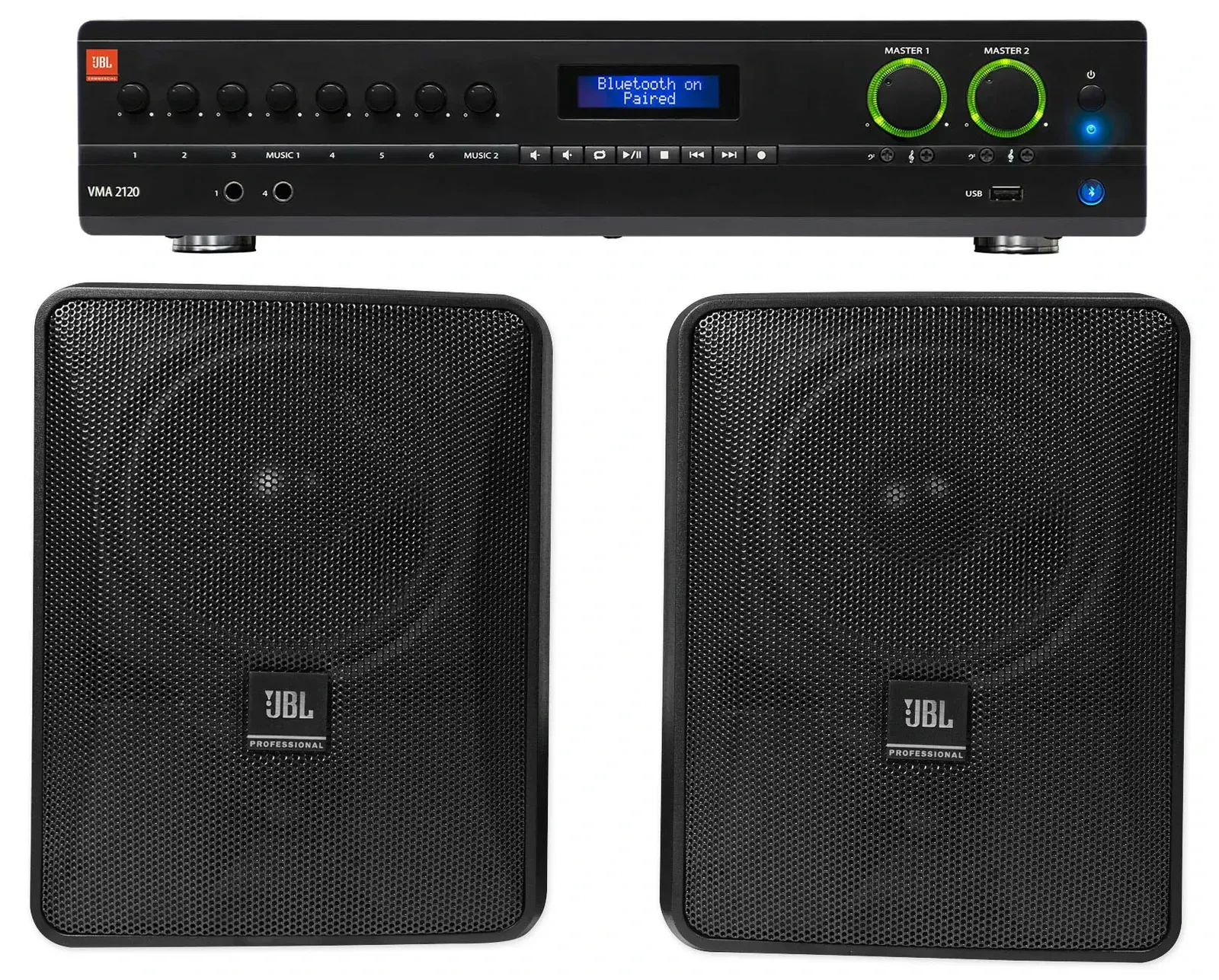 Настенная акустика JBL Control 25-1 Black с усилителем (4 штуки)