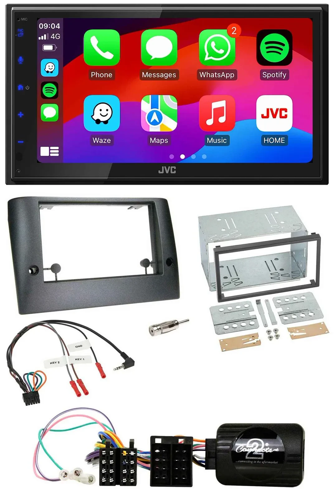 JVC Bluetooth USB Lenkrad 2DIN DAB Autoradio für Fiat Stilo 2005-2007