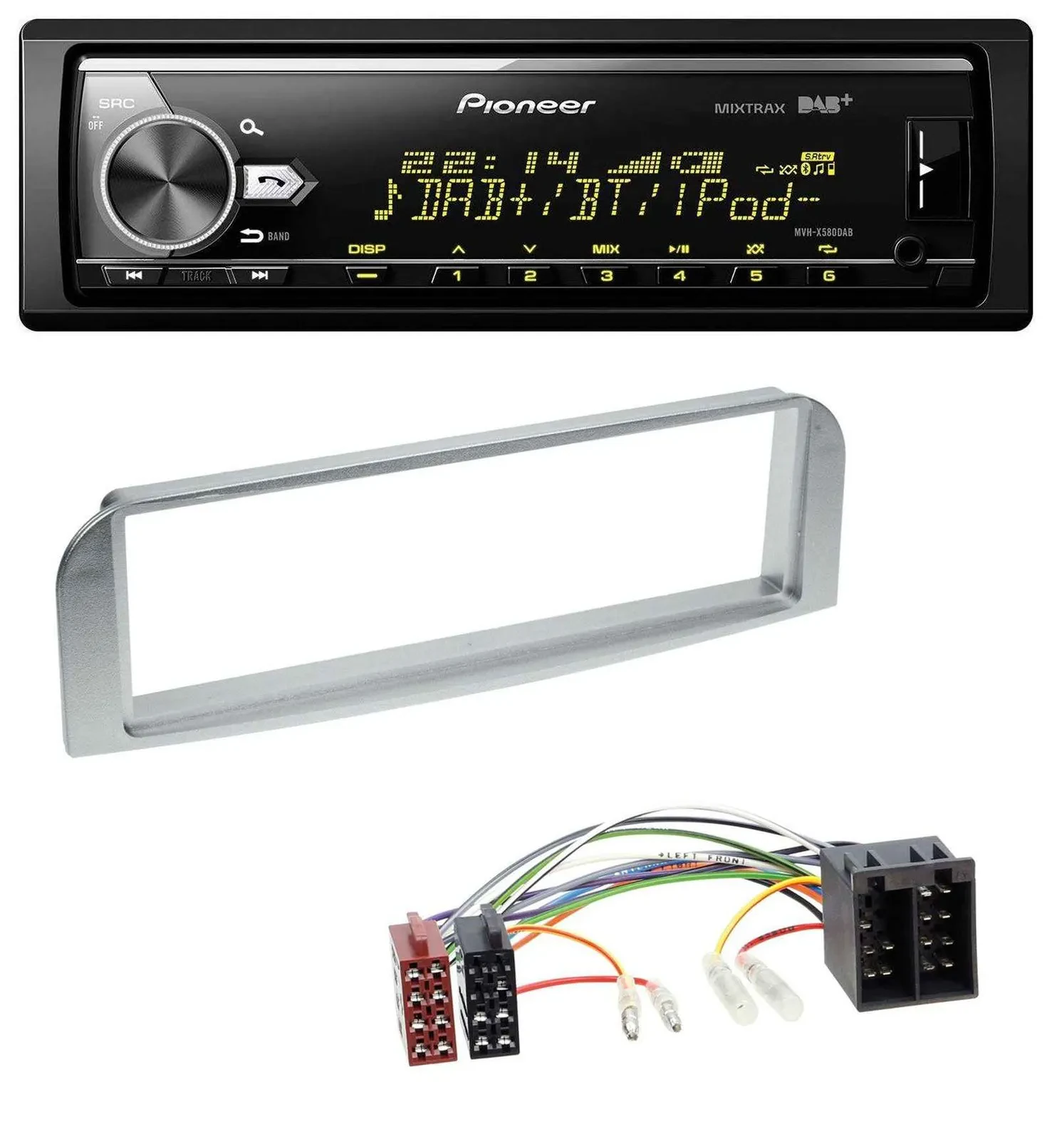 Автомагнитола для Alfa Romeo 147/GT Pioneer Bluetooth, USB, DAB, MP3 серебристо-серая