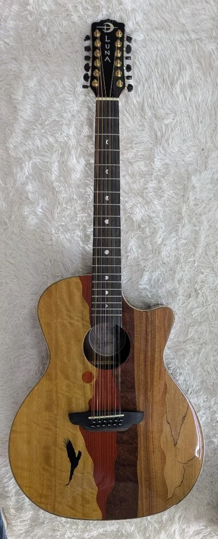 Luna Guitars Luna Vista Eagle 12 String  Tropical Wood Acoustic Electric Guitar w/Hard Case