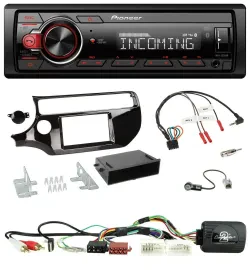 Автомагнитола для Kia Rio UB (с 03/2015) Pioneer Bluetooth, USB, DAB, совместима с кнопками на руле, черный глянец