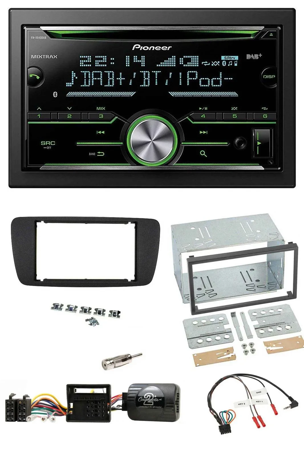 Автомагнитола Pioneer 2DIN, Bluetooth, DAB, USB, CD для Seat Ibiza (с 2008)