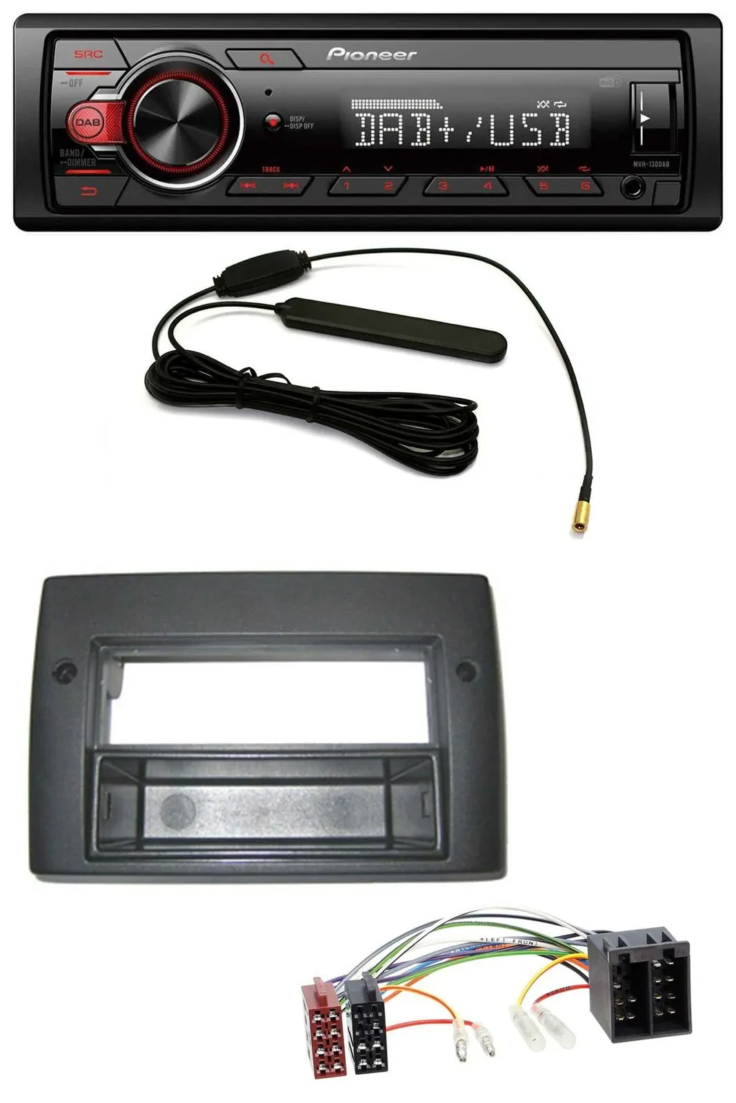 Pioneer MP3 DAB 1DIN AUX USB Autoradio für Fiat Stilo 192 01-08 Profiversion Abl