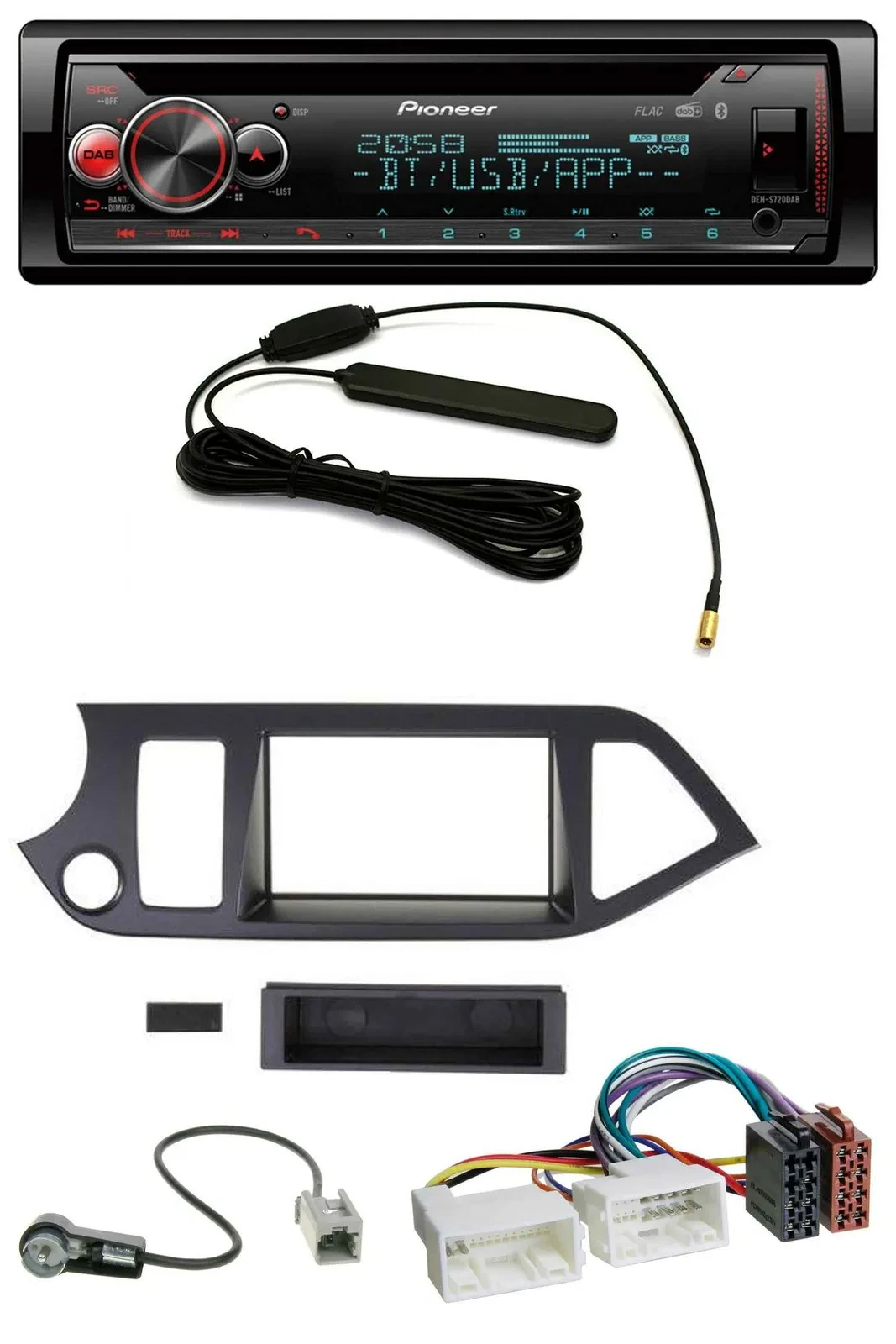 Pioneer USB DAB MP3 Bluetooth CD Autoradio für Kia Picanto ab 2011 Start-Stop