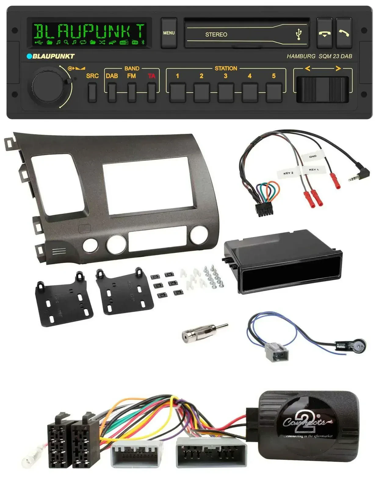 Blaupunkt USB DAB Bluetooth Lenkrad Autoradio für Honda Civic Hybrid 2006-2010 a