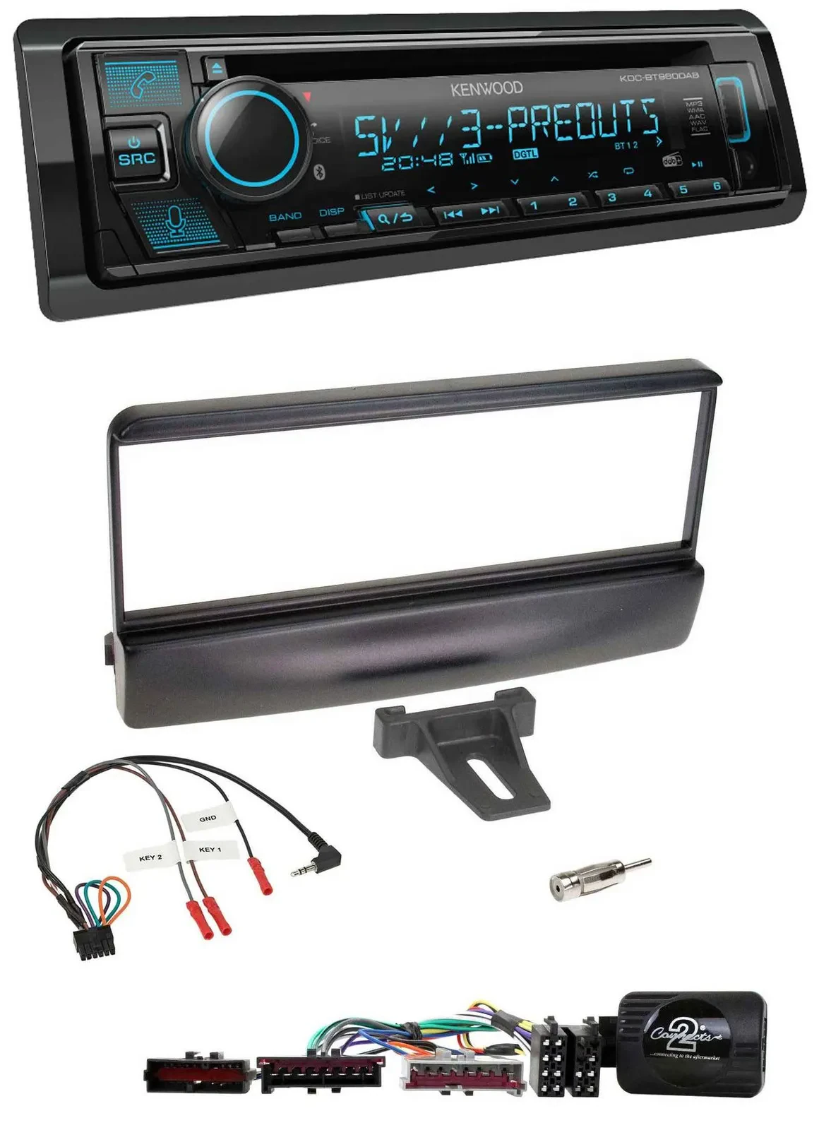 Автомагнитола Kenwood Bluetooth USB CD DAB для Ford Escort/Focus, черная, поддержка управления на руле