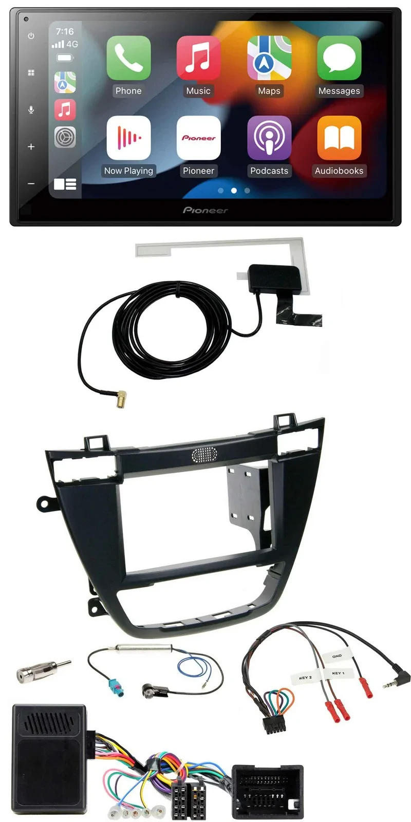 Pioneer Lenkrad USB Bluetooth DAB 2DIN Autoradio für Opel Insignia ab 08 schwarz