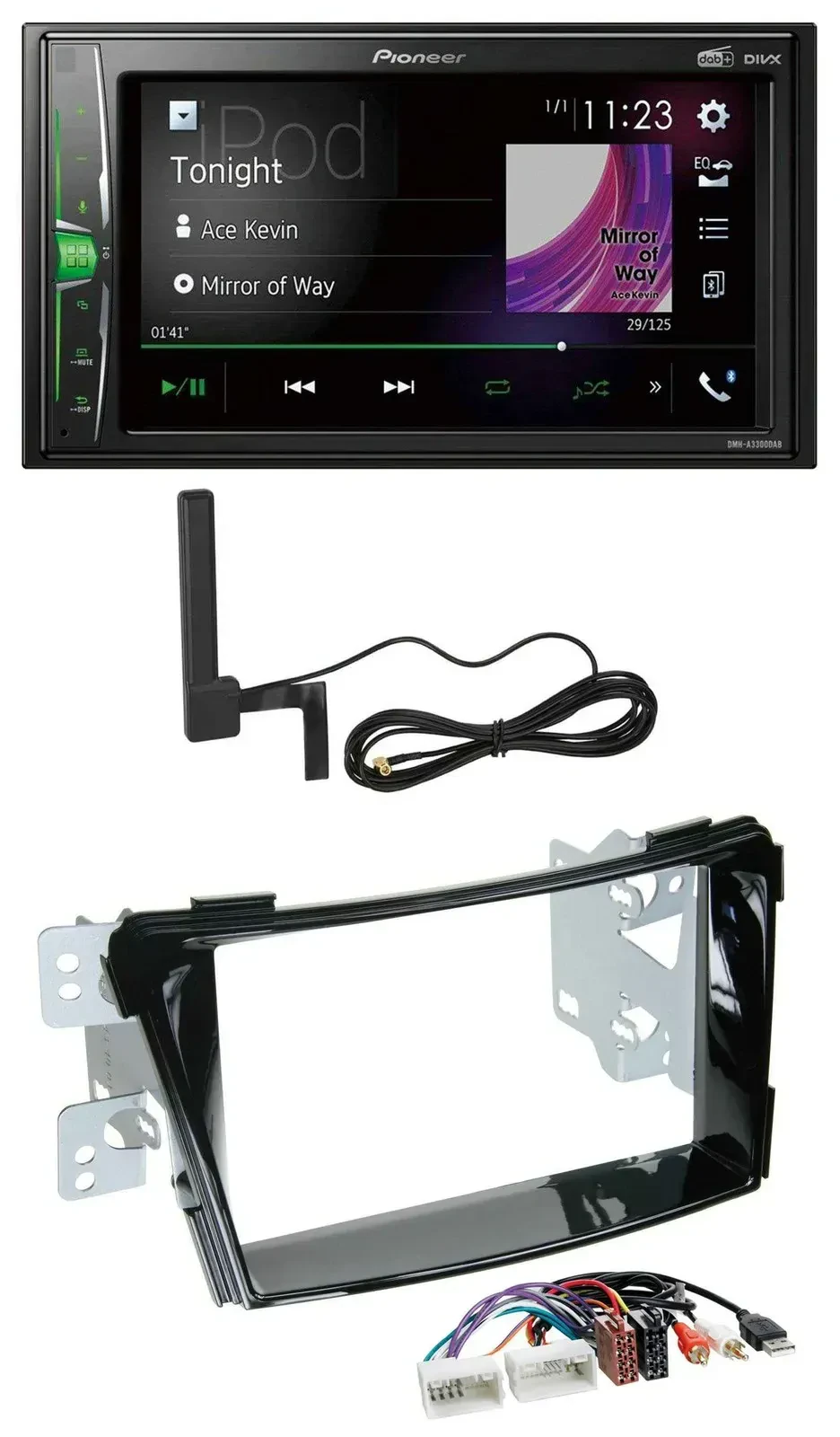 Автомагнитола для Hyundai i40 (с 2011) Pioneer 2 DIN, Bluetooth, DAB, MP3, AUX, черный глянец