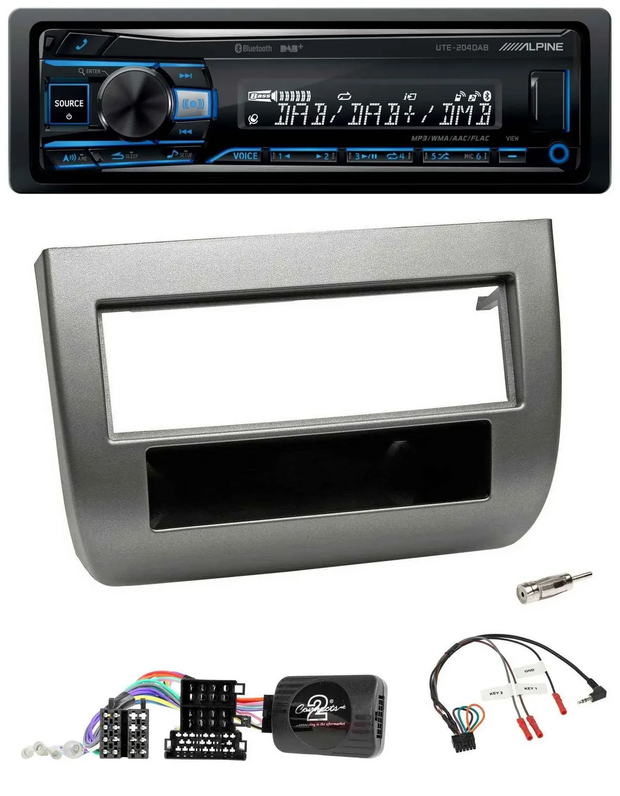 Alpine USB Bluetooth DAB Lenkrad Autoradio für Lancia Y 843 2005-2011 anthrazit