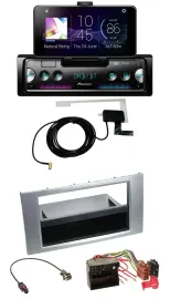 Автомагнитола Pioneer DAB, Bluetooth, MP3, USB для Ford Fiesta/Focus 2004–2008, серебристая