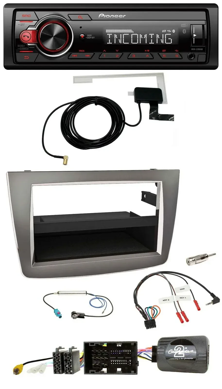 Автомагнитола для Alfa Mito Pioneer DAB Bluetooth USB 2014–2018 (955) серебристая