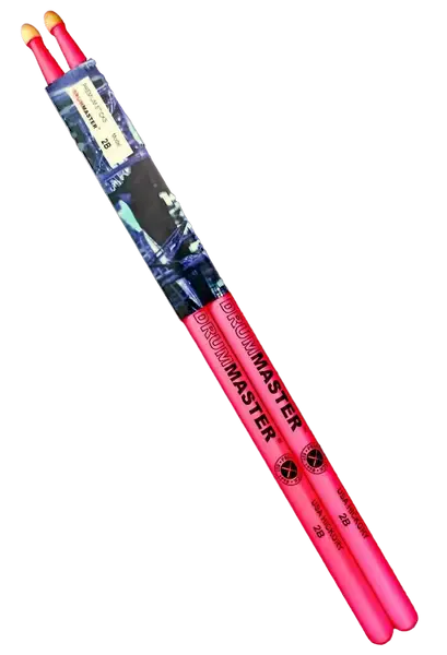 Барабанные палочки DRUMMASTER Fluoresent series American Hickory 2B RED флуоресцентные, красные