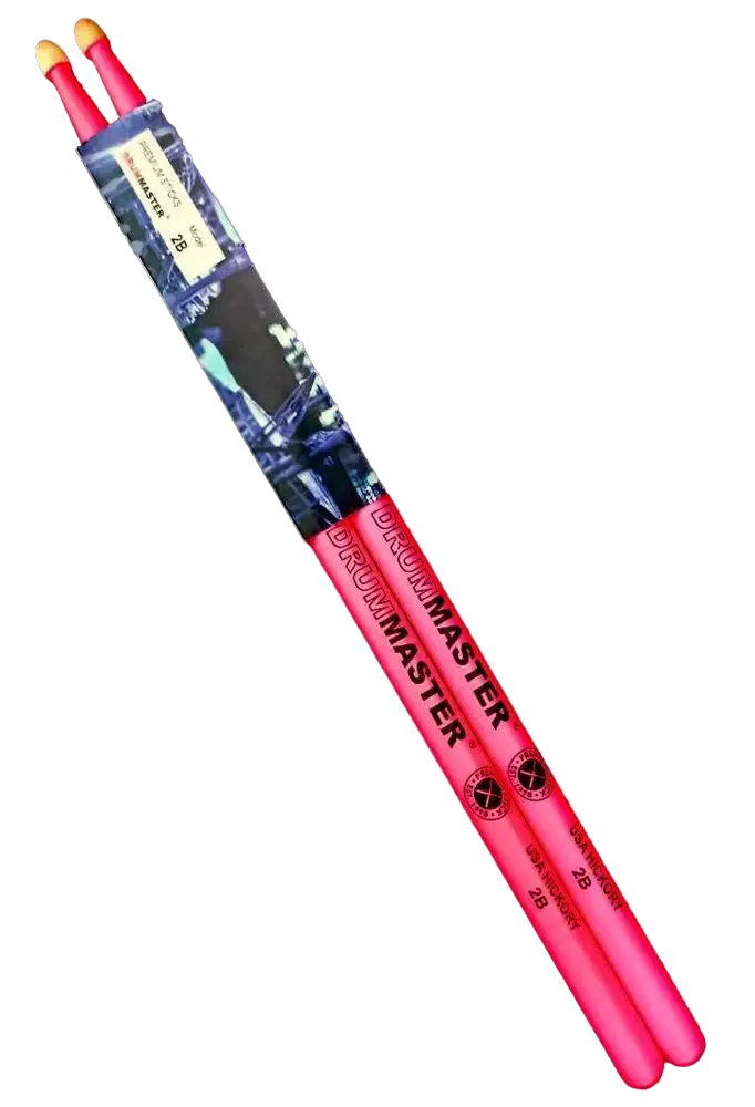 Барабанные палочки DRUMMASTER Fluoresent series American Hickory 2B RED флуоресцентные, красные