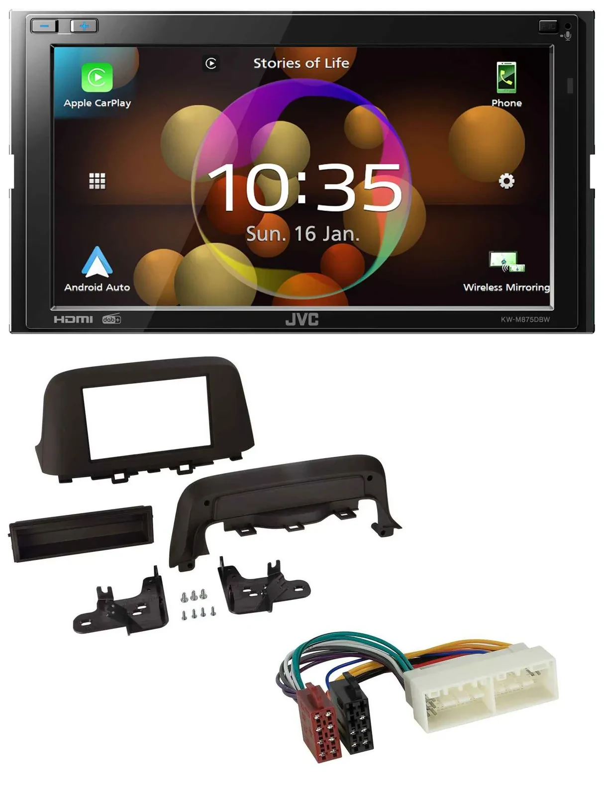 JVC DAB MP3 2DIN Bluetooth USB Autoradio für Hyundai Kona (ab 2018)