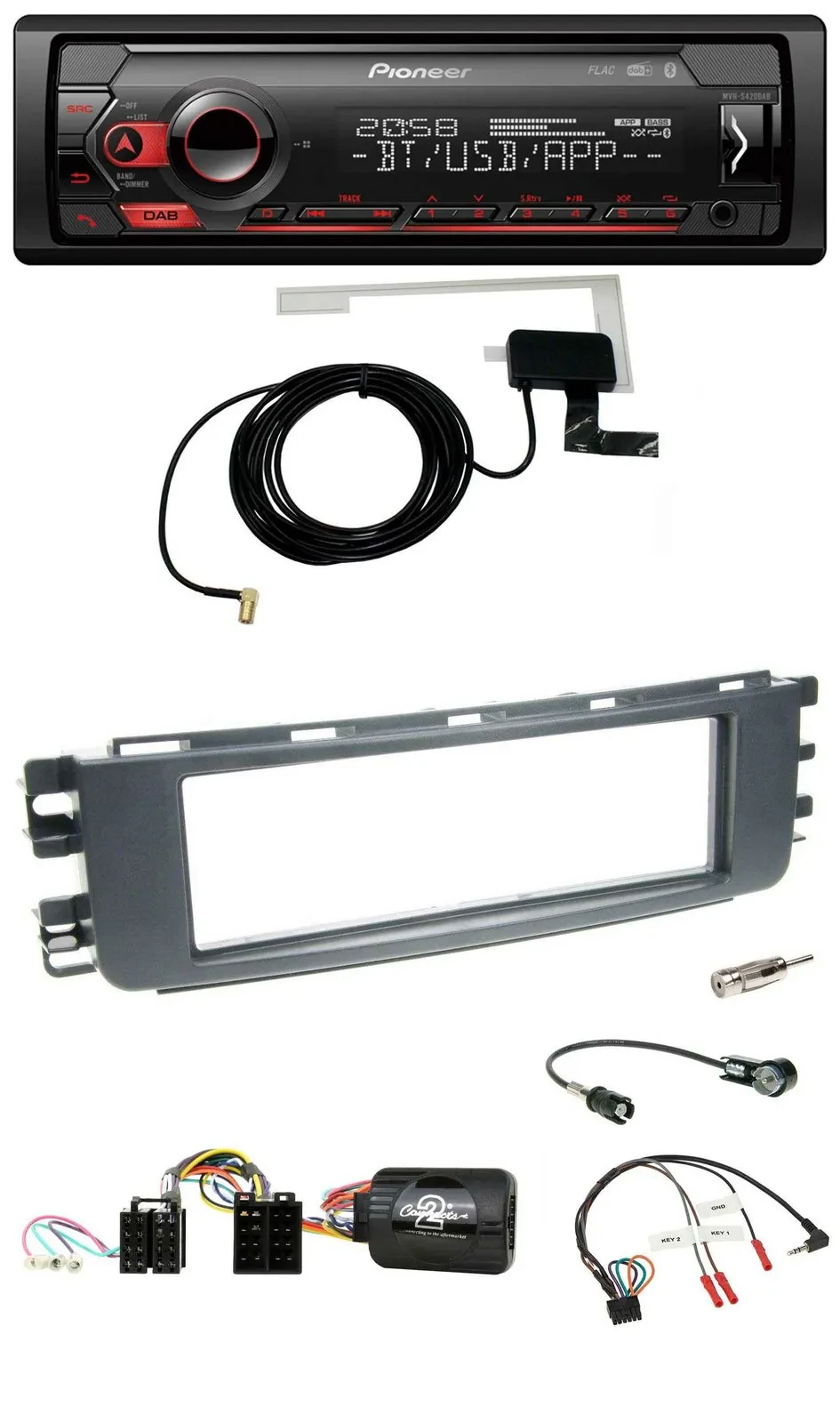 Pioneer DAB USB Lenkrad Bluetooth Autoradio für Smart ForFour 04-06 W454 Audio 2