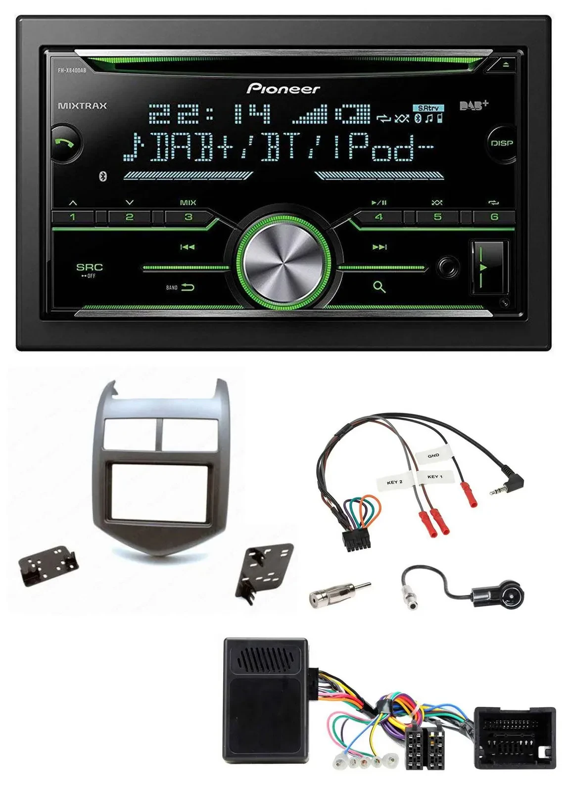 Pioneer Bluetooth Lenkrad DAB 2DIN USB CD Autoradio für Chevrolet Aveo ab 11 dun